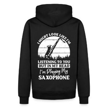 Saxophone - Sweat à capuche Premium bio Homme - noir - Dos - Nico (187cm)