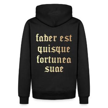 Faber est quisque fortunae suae - Sweat à capuche Premium bio Homme - noir - Dos - Nico (187cm)