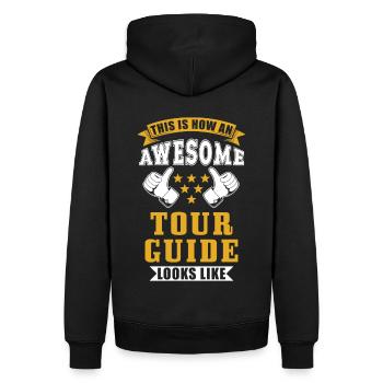 Guide touristique Guide touristique Cadeau - Sweat à capuche Premium bio Homme - noir - Dos - Nico (187cm)