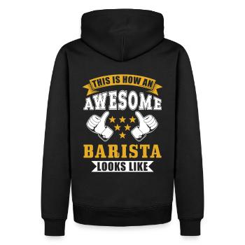 Cadeau Barista - Sweat à capuche Premium bio Homme - noir - Dos - Nico (187cm)