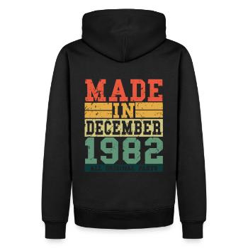 1982 Anniversaire Décembre Vintage Dicton - Sweat à capuche Premium bio Homme - noir - Dos - Nico (187cm)