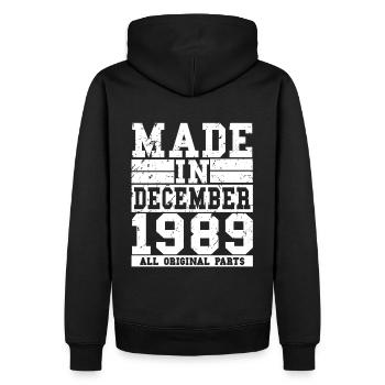 1989 Anniversaire Décembre Vintage Dicton - Sweat à capuche Premium bio Homme - noir - Dos - Nico (187cm)