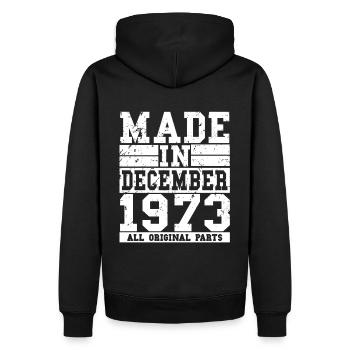 1973 Anniversaire Décembre Vintage Dicton - Sweat à capuche Premium bio Homme - noir - Dos - Nico (187cm)