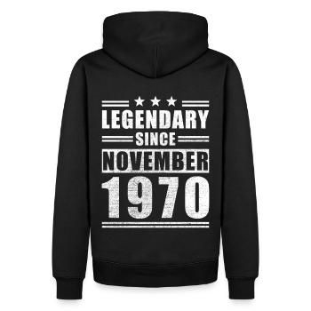 Légendaire depuis novembre 1970 - Sweat à capuche Premium bio Homme - noir - Dos - Nico (187cm)