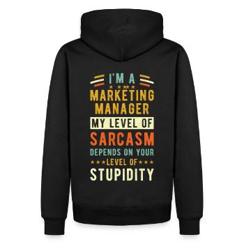Marketing Manager Geschenk - Männer Premium Bio Hoodie - Schwarz - Hinten - Nico (187cm)