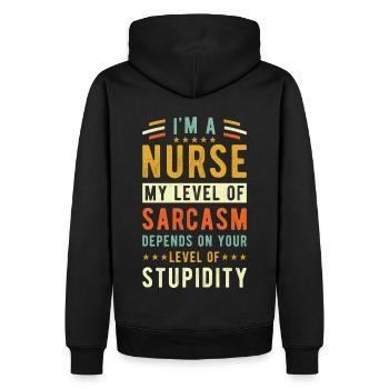 Krankenschwester Geschenk - Männer Premium Bio Hoodie - Schwarz - Hinten - Nico (187cm)
