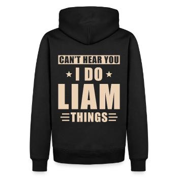 Liam things - Men’s Premium Organic Hoodie - black - Back - Nico (187cm)