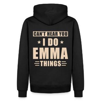Emma things - Männer Premium Bio Hoodie - Schwarz - Hinten - Nico (187cm)