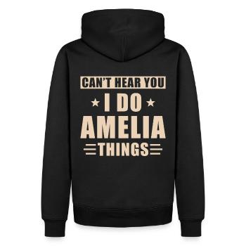 Amelia things - Männer Premium Bio Hoodie - Schwarz - Hinten - Nico (187cm)