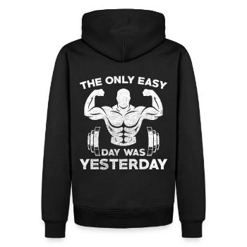 Bodybuilder - Männer Premium Bio Hoodie - Schwarz - Hinten - Nico (187cm)