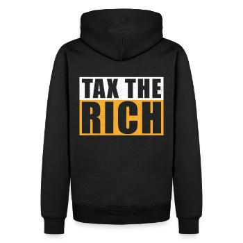 Taxer les riches - Sweat à capuche Premium bio Homme - noir - Dos - Nico (187cm)