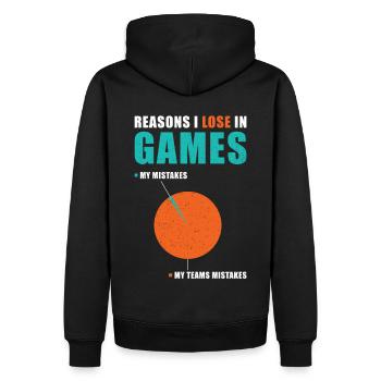 Dicton amusant du joueur - Sweat à capuche Premium bio Homme - noir - Dos - Nico (187cm)