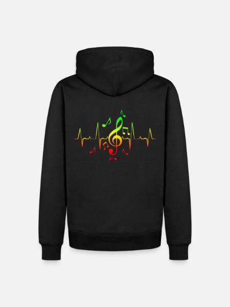 Reggae Music Note Hearbeat - Men’s Premium Organic Hoodie - black