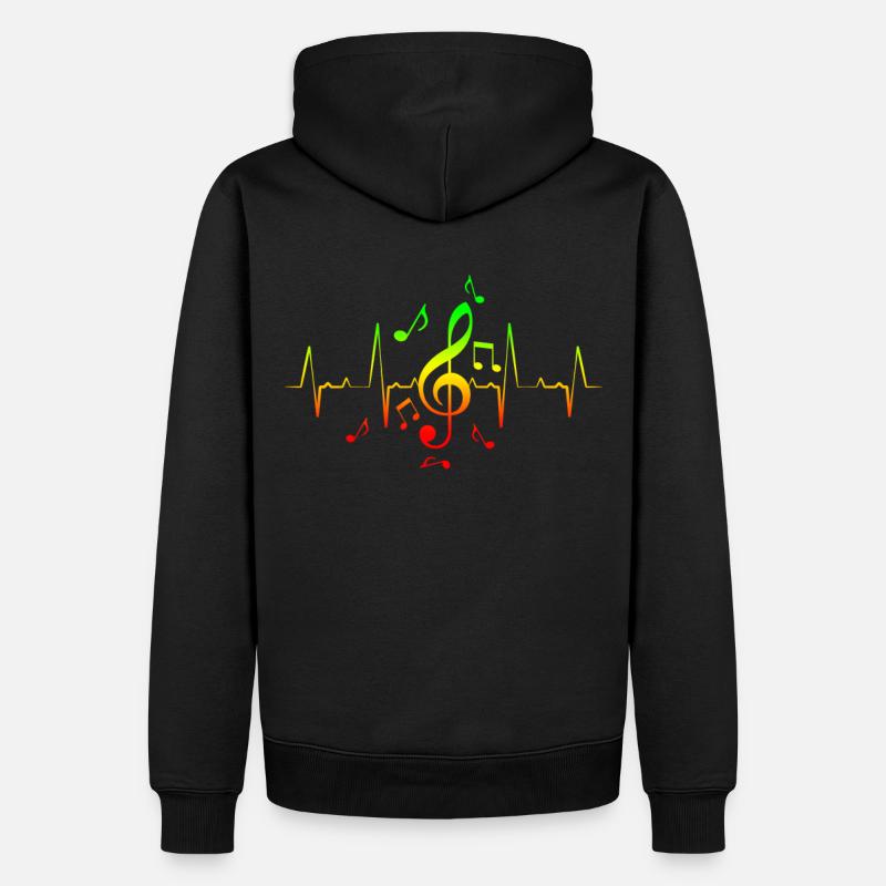 Reggae Music Note Hearbeat - Sweat à capuche Premium bio Homme - noir