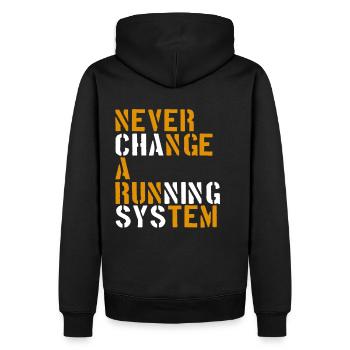 Ne jamais changer un système en cours d’exécution - Sweat à capuche Premium bio Homme - noir - Dos - Nico (187cm)