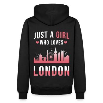 London - Männer Premium Bio Hoodie - Schwarz - Hinten - Nico (187cm)