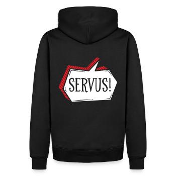 Servus - Männer Premium Bio Hoodie - Schwarz - Hinten - Nico (187cm)