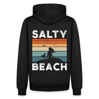 Plage salée - Sweat à capuche Premium bio Homme - noir - Dos - Nico (187cm)