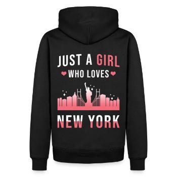 New York - Männer Premium Bio Hoodie - Schwarz - Hinten - Nico (187cm)