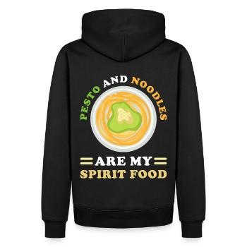 Pesto mit Nudeln - Männer Premium Bio Hoodie - Schwarz - Hinten - Nico (187cm)