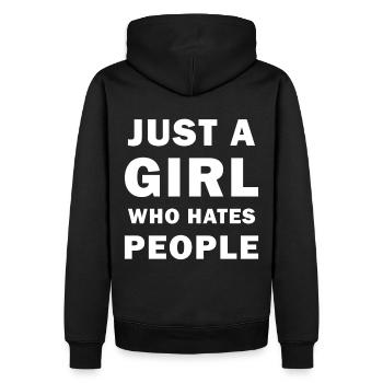 Ich hasse Menschen - Männer Premium Bio Hoodie - Schwarz - Hinten - Nico (187cm)