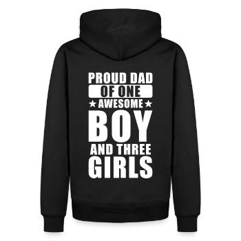Fier père d’un fils de trois filles - Sweat à capuche Premium bio Homme - noir - Dos - Nico (187cm)