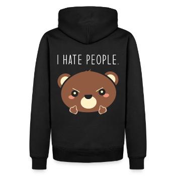 I hate people - Men’s Premium Organic Hoodie - black - Back - Nico (187cm)