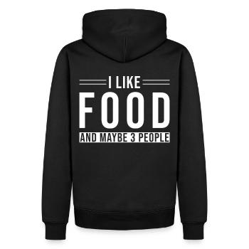 Essen I like Food and maybe 3 People - Männer Premium Bio Hoodie - Schwarz - Hinten - Nico (187cm)