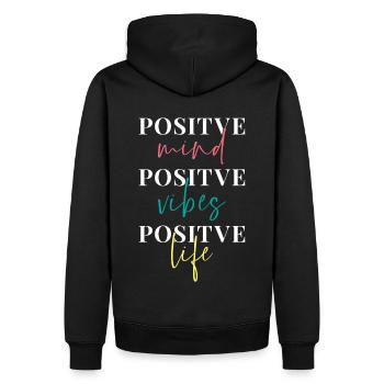 Dicton de la pensée positive - Sweat à capuche Premium bio Homme - noir - Dos - Nico (187cm)