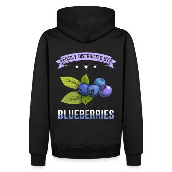 Blaubeeren Spruch - Männer Premium Bio Hoodie - Schwarz - Hinten - Nico (187cm)