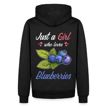 Just a girl who loves Blueberries - Männer Premium Bio Hoodie - Schwarz - Hinten - Nico (187cm)