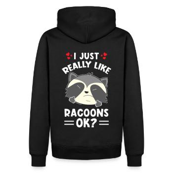 Waschbär Spruch I just really like Raccons ok - Männer Premium Bio Hoodie - Schwarz - Hinten - Nico (187cm)