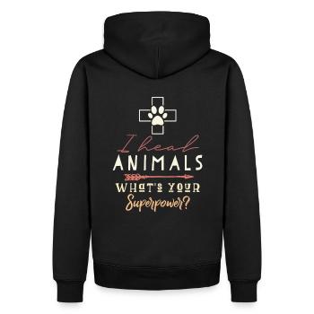 Cadeau vétérinaire - Sweat à capuche Premium bio Homme - noir - Dos - Nico (187cm)