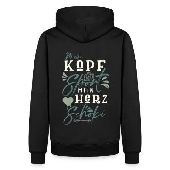 Mein Kopf sagt Sport mein Herz sag Schoki - Männer Premium Bio Hoodie - Schwarz - Hinten - Nico (187cm)
