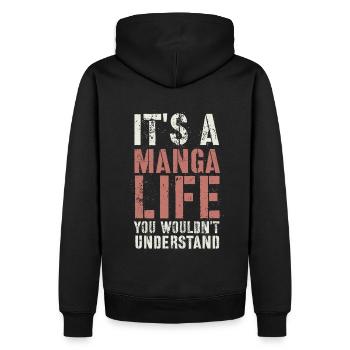 Manga Geschenk - Männer Premium Bio Hoodie - Schwarz - Hinten - Nico (187cm)