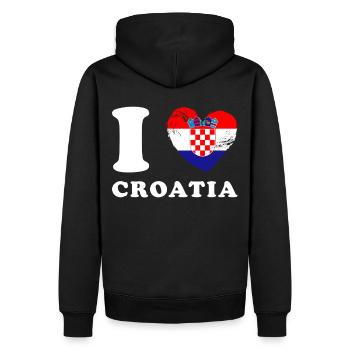 Kroatien I love Croatia - Männer Premium Bio Hoodie - Schwarz - Hinten - Nico (187cm)