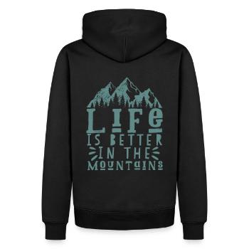 Dicton de montagne - Sweat à capuche Premium bio Homme - noir - Dos - Nico (187cm)