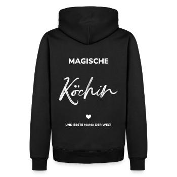 Köchin und Mama Spruch - Männer Premium Bio Hoodie - Schwarz - Hinten - Nico (187cm)