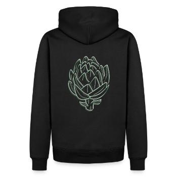 Artischocke Lineart - Männer Premium Bio Hoodie - Schwarz - Hinten - Nico (187cm)