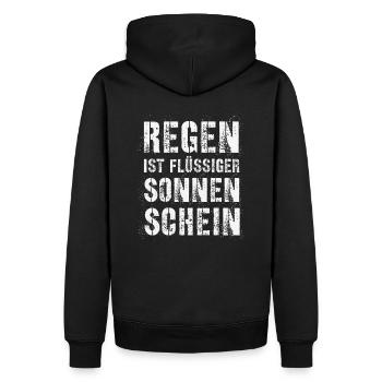 Regen ist flüssiger Sonnenschein - Männer Premium Bio Hoodie - Schwarz - Hinten - Nico (187cm)