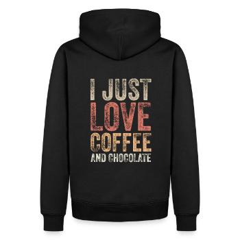 Chocolat et café - Sweat à capuche Premium bio Homme - noir - Dos - Nico (187cm)