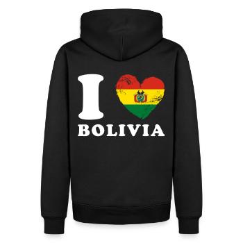 Ich liebe Bolivien - Männer Premium Bio Hoodie - Schwarz - Hinten - Nico (187cm)