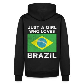 Just a girl who loves Brasilien - Männer Premium Bio Hoodie - Schwarz - Hinten - Nico (187cm)