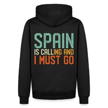 Spain is Calling I must go - Men’s Premium Organic Hoodie - black - Back - Nico (187cm)
