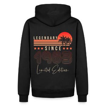 Legendär seit 1983 - Männer Premium Bio Hoodie - Schwarz - Hinten - Nico (187cm)