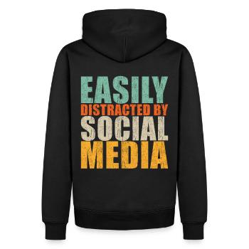 Slogan des médias sociaux - Sweat à capuche Premium bio Homme - noir - Dos - Nico (187cm)