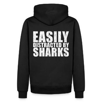 Hai Spruch - Männer Premium Bio Hoodie - Schwarz - Hinten - Nico (187cm)