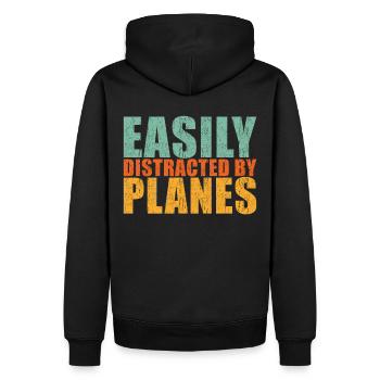 Flugzeug Spruch - Männer Premium Bio Hoodie - Schwarz - Hinten - Nico (187cm)