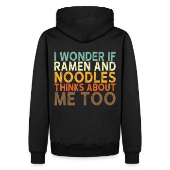 Ramen Nudel Spruch - Männer Premium Bio Hoodie - Schwarz - Hinten - Nico (187cm)