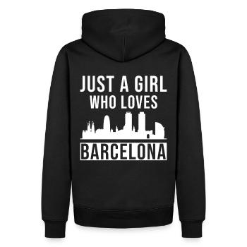 Juste une fille qui aime Barcelone - Sweat à capuche Premium bio Homme - noir - Dos - Nico (187cm)